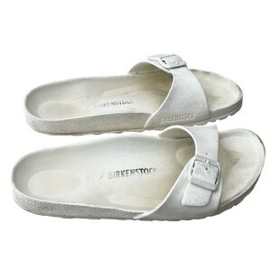 Birkenstock Sandals Women’s 38 White Madrid Essentials EVA Foam One-Strap Buckle